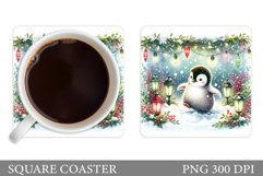 Christmas Penguin Coaster. Cute Penguin Sublimation Product Image 1