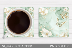 Butterfly Coaster Sublimation. Butterfly Flowers Coaster Product Image 1