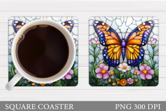 Butterfly Coaster Sublimation. Butterfly Flowers Coaster Product Image 1