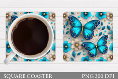 Butterflies Coaster Sublimation. Butterfly Coaster Design Product Image 1