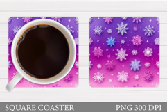 Snowflakes Coaster Design. Christmas Coaster Sublimation Product Image 1