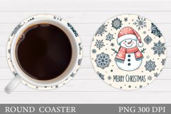 Cute Snowman Coaster Design. Christmas Coaster Sublimation Product Image 1