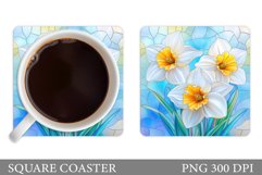 Daffodils Coaster Design. Flowers Coaster Sublimation Product Image 1