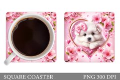 Cute Dog Coaster Sublimation. Valentines Dog Coaster Design Product Image 1