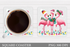 Christmas Flamingo Coaster. Christmas Coaster Design Product Image 1