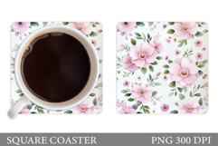 Flowers Square Coaster Sublimation. Flowers Coaster Design Product Image 1