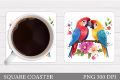 Parrot Square Coaster Design. Parrot Coaster Sublimation Product Image 1