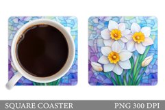 Daffodils Coaster Design. Flowers Coaster Sublimation Product Image 1