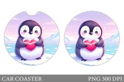 Valentines Penguin Car Coaster. Valentines Car Coaster Product Image 1