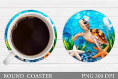 Turtle Coaster Sublimation. Turtle Flowers Coaster Design Product Image 1