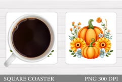 Fall Pumpkin Coaster Design. Fall Pumpkin Sublimation Product Image 1