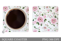 Floral Coaster Design. Flowers Coaster Sublimation Product Image 1
