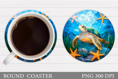 Turtle Coaster Sublimation. Turtle Flowers Coaster Design Product Image 1