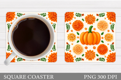 Fall Pumpkin Coaster. Fall Coaster Sublimation Product Image 1