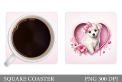 Cute Dog Coaster Sublimation. Valentines Dog Coaster Design Product Image 1