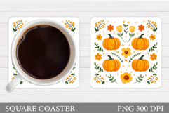 Fall Pumpkin Coaster. Fall Coaster Sublimation Product Image 1