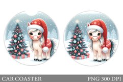 Christmas Horse Car Coaster. Christmas Car Coaster Design Product Image 1