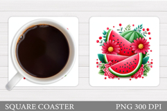 Watermelon Coaster Design. Watermelon Square Coaster Product Image 1