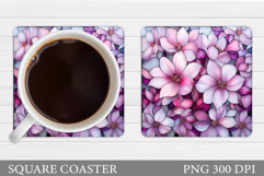 Floral Coaster Design. Flowers Coaster Sublimation Product Image 1