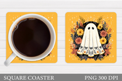 Cute Ghost Coaster Design. Halloween Coaster Sublimation Product Image 1