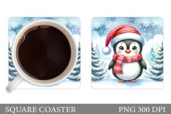 Christmas Penguin Coaster. Christmas Coaster Sublimation Product Image 1