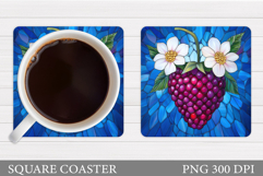 Raspberry Coaster Design. Berry Coaster Sublimation Product Image 1