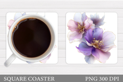 Flowers Poppies Coaster Sublimation. Flowers Coaster Design Product Image 1