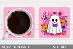 Cute Ghost Coaster Design. Halloween Coaster Sublimation Product Image 1
