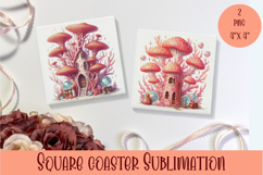 Fairy sea mushroom house Coaster Sublimation png Product Image 1