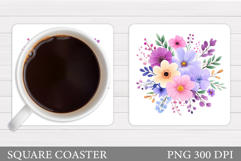 Floral Coaster Design. Flowers Coaster Sublimation Product Image 1