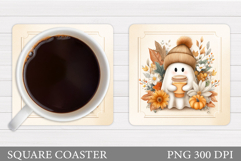 Cute Halloween Coaster Sublimation. Ghost Coaster Design Product Image 1