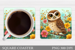 Cute Owl Coaster Design. Cute Owl Sublimation Product Image 1