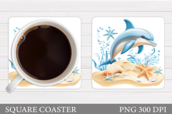 Dolphin Coaster Sublimation. Sea Coaster Design Product Image 1