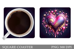 Heart Coaster Design. Valentine Coaster Sublimation Product Image 1