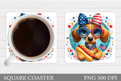 Patriotic Dog Coaster Design. Patriotic Coaster Sublimation Product Image 1