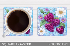 Raspberry Coaster Design. Berry Coaster Sublimation Product Image 1