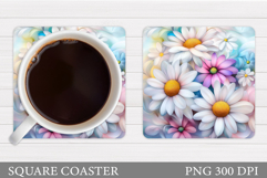Daisy Coaster Design. Floral Coaster Sublimation Product Image 1