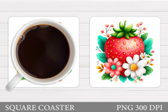 Strawberry Coaster Sublimation. Berries Coaster Design Product Image 1