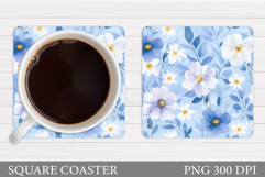 Flowers Coaster Sublimation. Floral Coaster Design Product Image 1