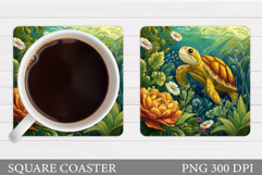 Cute Turtle Coaster Design. Cute Turtle Coaster Sublimation Product Image 1
