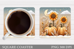 Pumpkin Coaster Design. Flowers Coaster Sublimation Product Image 1
