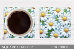 Daisy Coaster Design. Floral Coaster Sublimation Product Image 1