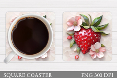 Strawberry Coaster Design. Berry Summer Coaster Sublimation Product Image 1