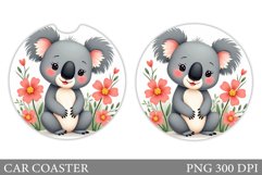 Cute Koala Car Coaster. Koala Flowers Car Coaster Product Image 1