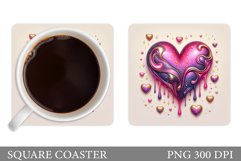 Heart Coaster Sublimation. Heart Square Coaster Design Product Image 1