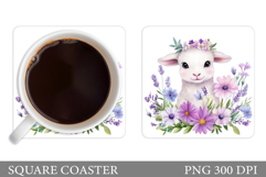 Spring Lamb Coaster Sublimation. Spring Coaster Design Product Image 1