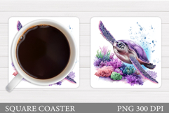 Turtle Coaster Design. Sea Turtle Coaster Sublimation Product Image 1