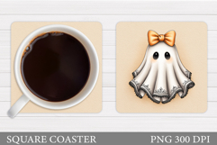 Cute Ghost Coaster Design. Cute Halloween Sublimation Product Image 1