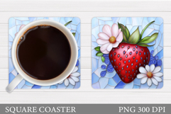 Strawberry Coaster Sublimation. Summer Coaster Design Product Image 1