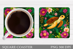 Cute Turtle Coaster Design. Cute Turtle Coaster Sublimation Product Image 1